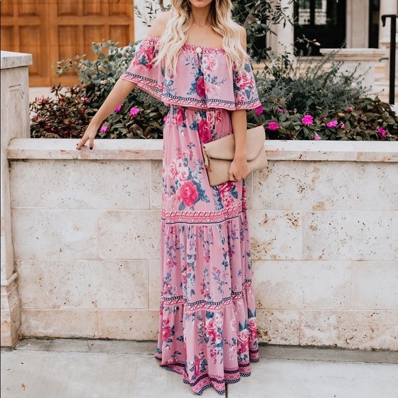 Vici Dresses & Skirts - Vici tiered off the shoulder maxi dress